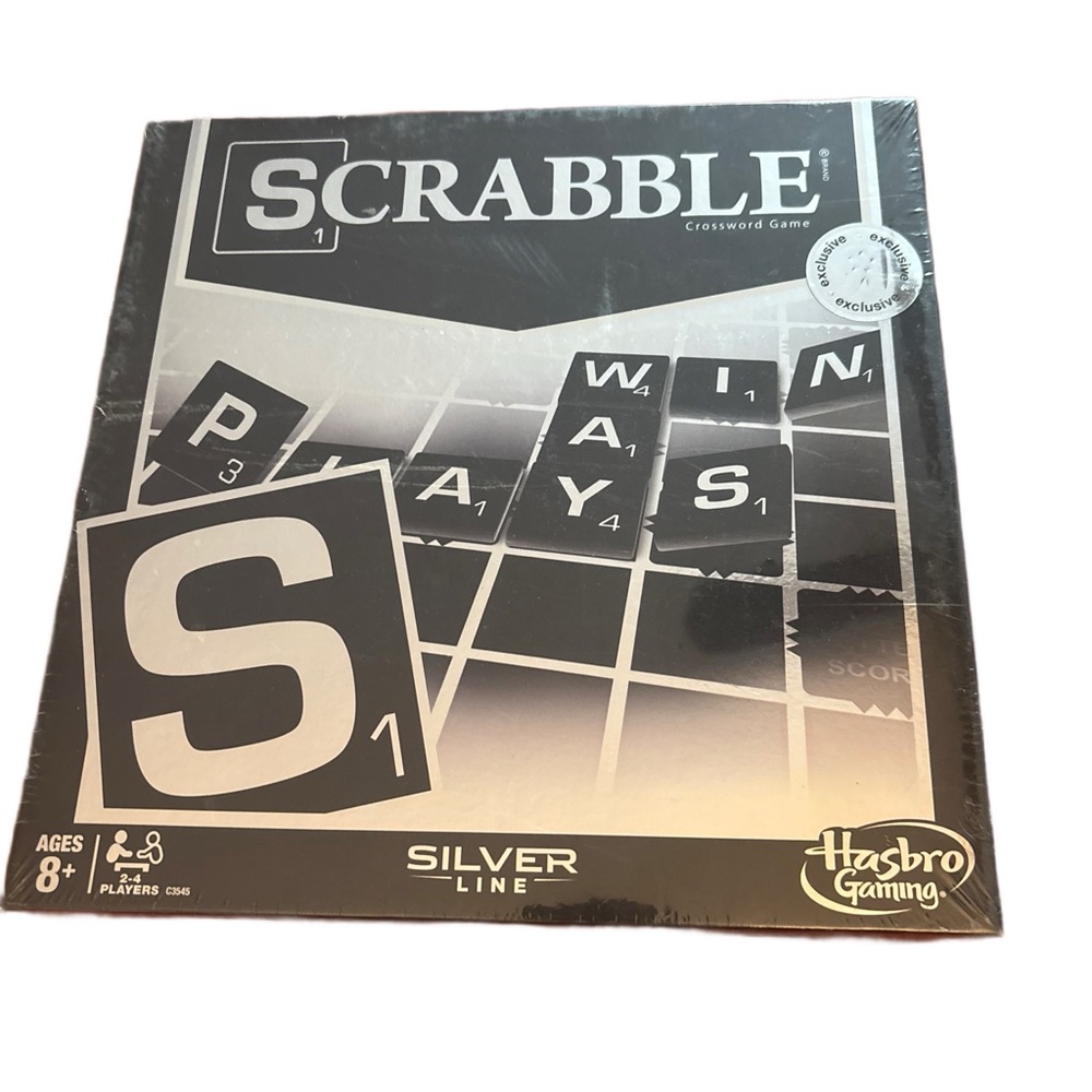 New (Sealed Box) Silver Line Scrabble Crossword Board Game 2016 Hasbro Gaming